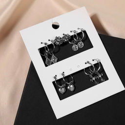 Серьги-кольца набор 5 пар Конго с подвесками, цвет серебро