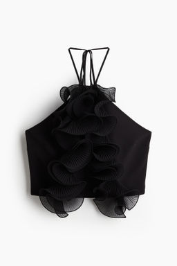 Top halter con ribete de volantes