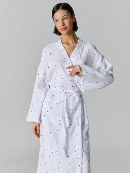 Халат женский белый с принтом в сердечко - Mark formelle фото 2
