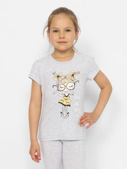 CRB wear/CWKG 63406-11 Футболка для девочки,светло-серый меланж/Ex.Cherubino