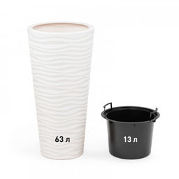 Кашпо "Оазис" 63л (со вставкой 13л) белый М8081