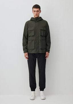 Kapusonlu Haki Ceket - Mavi фото 4