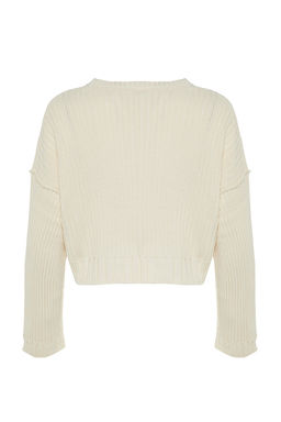 Ekru Super Crop Basic Triko Kazak TWOAW24KZ00275 - Trendyolmilla фото 8