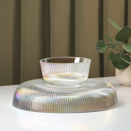 Ваза для фруктов «Камелия», 26×11 см, 2 л, стекло, перламутровая