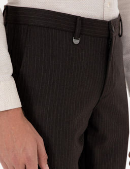 Kahverengi Slim Fit _izgili Kuma_ Pantolon