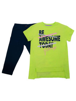CRB wear/CSJG 90104-36-322 Комплект для девочки (платье типа туника, бриджи),лайм/Ex.Cherubino  фото 2