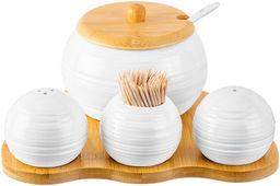 Набор 4 пр.-20*17*9 см Шелк- Сахарница+Вазочка под зубоч. и набор д/спец. 2 пр.на бам.подстав - Elan gallery фото 2