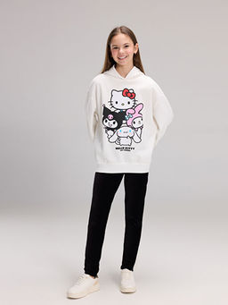 Kap??onlu Hello Kitty Bask?l? K?z ?ocuk Sweatshirt