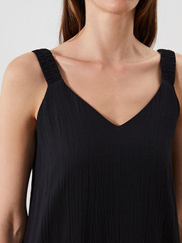 V Yaka Dokulu Ask?l? A Kesim Elbise