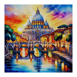 Холст с красками 40х40 по номерам "Красочный Рим" (30 цв.)