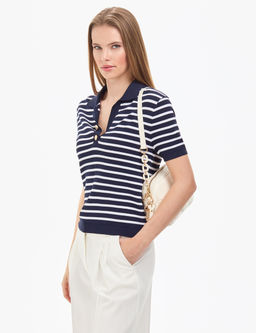 Lacivert Slim Fit Polo Yaka Triko Ti__rt