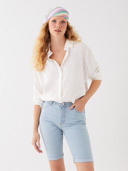 Normal Bel Bermuda Fit Kad?n Jean ?ort