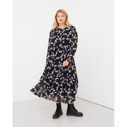 Платье женское миди MIST plus-size, чёрное-белое, размер 52