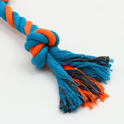Игрушка тренировочная канатная 3 узла, до 33 см, до 55 г, голубая/оранжевая - Пижон фото 3