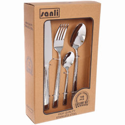 Набор столовых приборов "SANLI" 16шт (4ножа, 4вилки, 4ст.ложки, 4ч.ложки), цвет серебро, узор