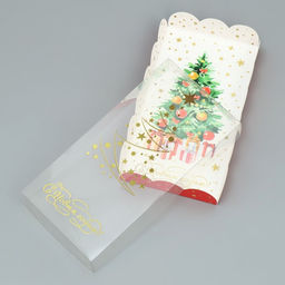 Цена за 5 шт. Коробка для кондитерских изделий с пластиковой крышкой «С Новым годом!», 10.5×21×3 см