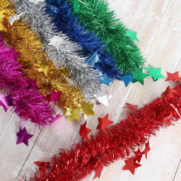 Цена за 10 шт. Мишура Волшебство звёзды, d-6 см, 200 см, микс