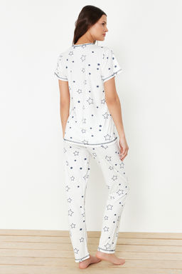 Trendyolmilla Beyaz Y?ld?z Desenli Orme Pijama Tak?m? THMSS24PT00371 фото 5