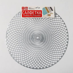 Набор салфеток сервировочных на стол Доляна Вира, 4 шт, d=38 см, цвет серебряный  фото 18