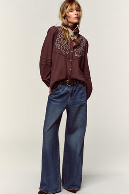 EMBROIDERED BIB BLOUSE