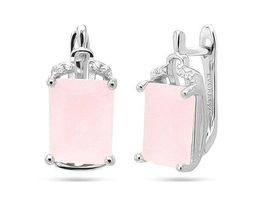 Серьги из серебра розовый кварц, МЦВ988