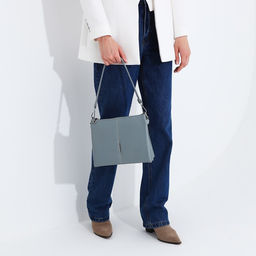 Сумка кросс-боди на молнии, 2 наружных кармана, цвет серо-голубой - Simaland фото 9