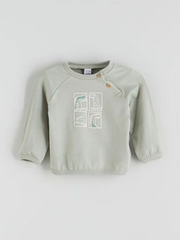 Bask?l? Erkek Bebek Sweatshirt ve Pantolon 2li