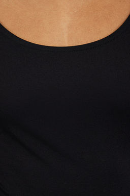 Siyah Havuz Yaka Fitted/Vucuda Oturan Orme Bluz TWOAW25BZ00025