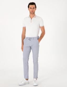 A__k Mavi Slim Fit Gofreli Beli Ba_c_kl_ Spor Pantolon