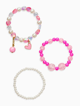 Браслеты детские с подвеской «Выбражулька. Сердце», набор 3 шт. жемчуг, цветной