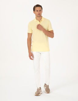A__k Sar_ Slim Fit %100 Pamuk K_vr_lmaz D__meli Polo Yaka Basic Ti__rt