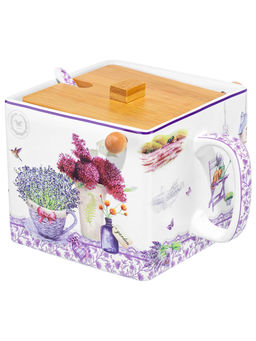 Банка д/сыпучих прод. 1 л 16,5х15,5х11,5 см Лаванда, с откид. бамбук. крыш.+ложка NEW BONE CHINA - Elan gallery фото 3