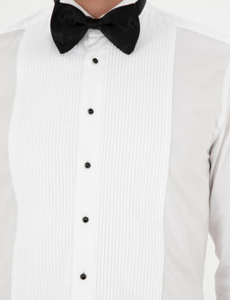 Beyaz Slim Fit Man_etli Pamuk Kar___ml_ Smokin G_mlek