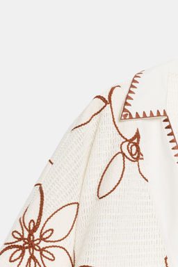 BLUSA KAFT?N BORDADA / Crudo / Marr?n - Zara фото 8