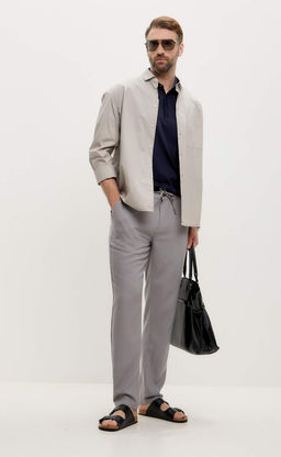 Брюки лен Р211-0872 l.grey