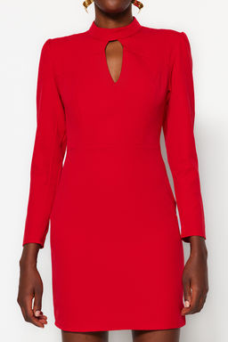 TRENDYOLMILLA K?rm?z? Mini Dokuma Yaka Detayl? Dokuma Elbise TWOAW22EL0393 фото 11