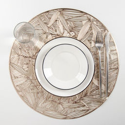 Набор салфеток сервировочных на стол Доляна Листья, d=38 см, 4 шт, цвет золотой  фото 3