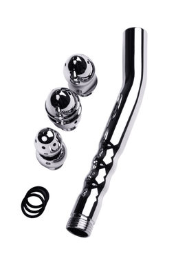 Анальный душ TOYFA Metal с тремя насадками, серебряная, 2см, 15,4 г