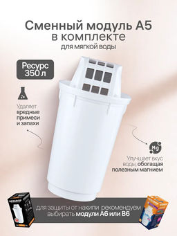 -8% Стеклянный фильтр-кувшин Норд чёрный (кассета А5 в комплекте) Аквафор  фото 7