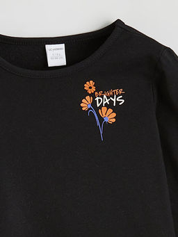 ?i?ek Bask?l? K?z ?ocuk Uzun Kollu Ti??rt