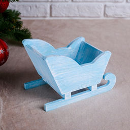 Кашпо деревянное 201213 см Санки, голубая кисть Дарим Красиво  фото 2