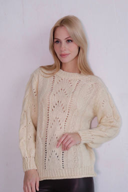 10508 Джемпер с ажуром слоновая кость - Martichelli фото 12