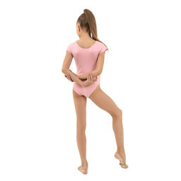 Купальник гимнастический Grace Dance, с укороченным рукавом, вырез лодочка, р. 38, цвет розовый  фото 7