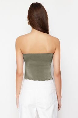 Trendyolmilla Siyah Premium Buzzy Kalp Yaka Buzgulu Esnek Crop Orme Bluz TWOSS24BZ00204 фото 27