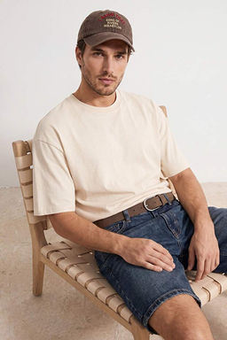 Bej Premium Wardrobe Essentials D___k Omuz Regular Fit Basic _nterlok T-Shirt TMNSS26TS00010 - Trendyolmilla фото 2