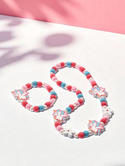 Цена за 2 шт. Набор детских украшений Выбражулька «Единорожки милые», 2 предмета: бусы, браслет, розовый