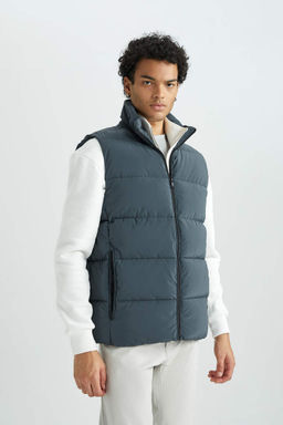 Жилет-пуховик Slim Fit с воротником-стойкой и подкладкой - Defacto фото 4