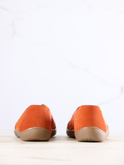 Босоногие туфли 188.natabr.Оранжевый наплак+оранжевая замша
