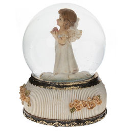 Фигурка декор в стекл шаре "Ангел" (муз с ключ), D 10 см, L11 W11 H14,5 см