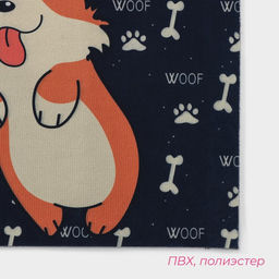 Коврик придверный Доляна «Корги», влаговпитывающий, без окантовки, 39×59 см, чёрный